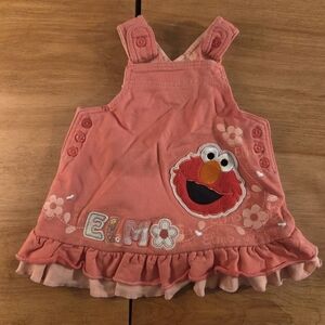 Vintage Elmo's World Pink Patchwork Ruffle Dress Size 6/9M